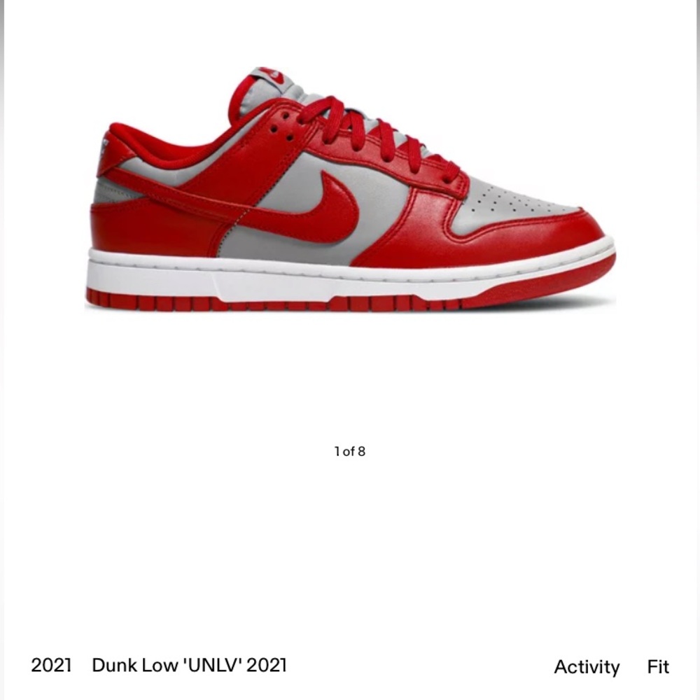 Nike Dunk Low GS Size 6.5Y Shoes Red Gray UNLV Sneakers Low